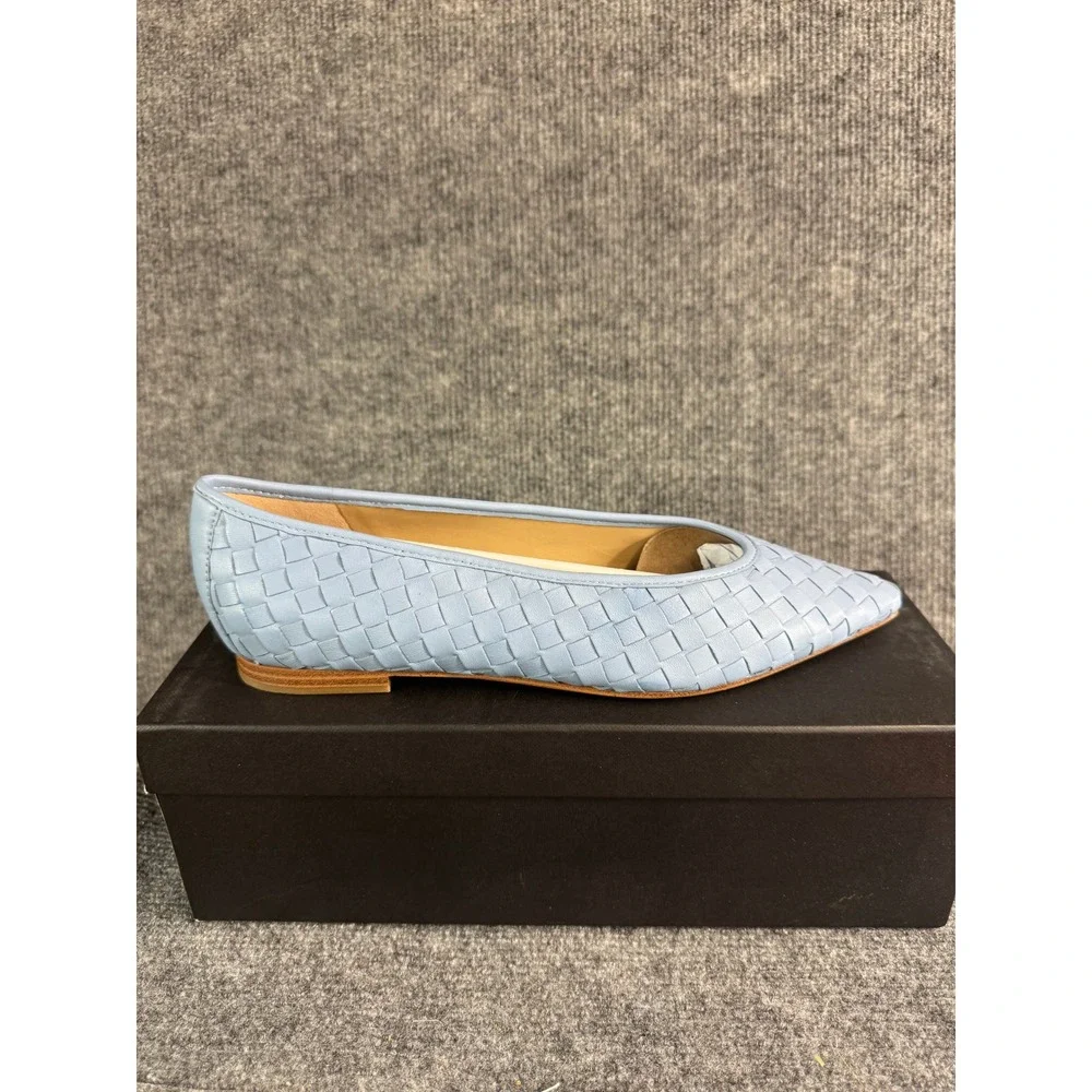 NWB Marc Fisher LTD Damaria Woven Leather Pointed Toe Flats Medium Blue 9M